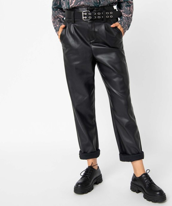 Pantalon femme en synthétique imitation cuir taille haute vue1 - GEMO(FEMME PAP) - GEMO