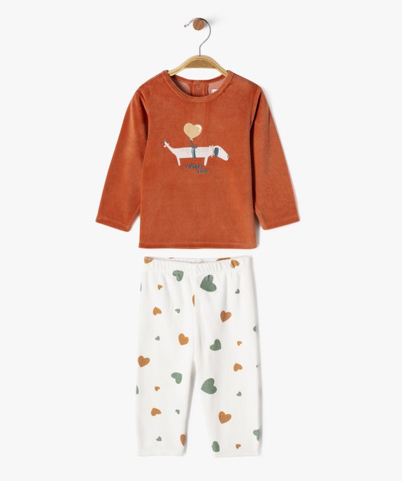 Pyjama en velours 2 pièces avec motif ourson bébé garçon vue1 - GEMO 4G BEBE - GEMO