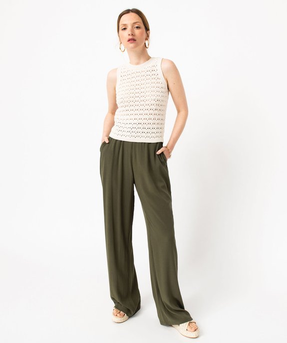 Pantalon en maille fluide aspect crêpe femme vue5 - GEMO(FEMME PAP) - GEMO