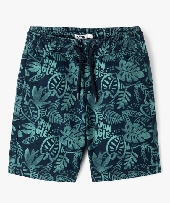 Bermuda garçon en twill avec taille élastique vue1 - GEMO 4G GARCON - GEMO