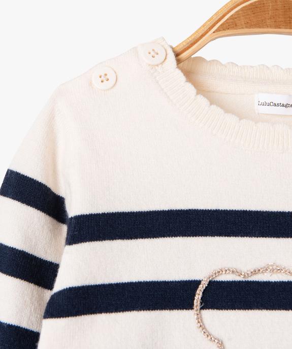 Pull rayé en fine maille douce bébé fille - LuluCastagnette vue3 - LULUCASTAGNETTE - GEMO