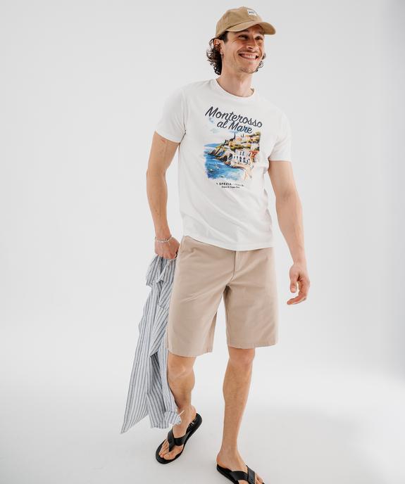 Tee-shirt manches courtes en jersey de coton imprimé homme vue4 - GEMO 4G HOMME - GEMO