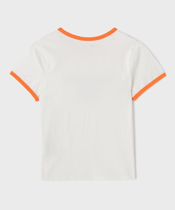 Tee-shirt manches courtes en jersey de coton imprimé fille vue3 - GEMO 4G FILLE - GEMO