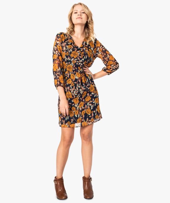 Robe fleurie à manches longues avec devant croisé vue5 - GEMO(FEMME PAP) - GEMO