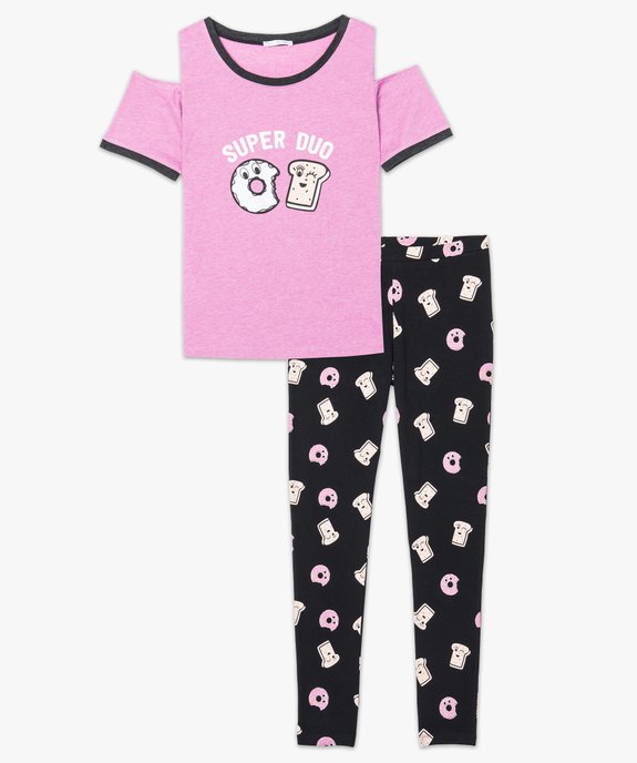 Pyjama 2 pièces imprimé à épaules dénudées vue4 - GEMO(HOMWR FEM) - GEMO
