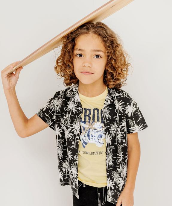 Chemise col cubain imprimée en jersey de coton flammé garçon vue1 - GEMO (ENFANT) - GEMO