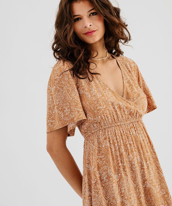 Robe courte imprimée à manches courtes femme vue2 - GEMO 4G FEMME - GEMO