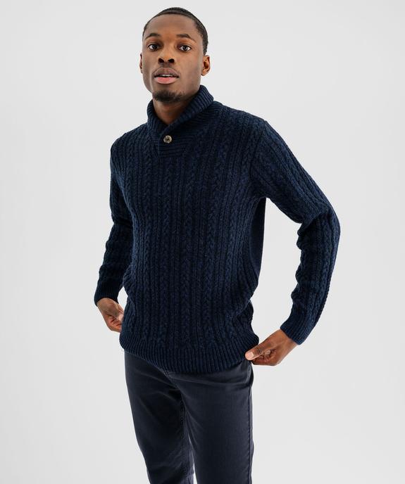 Pull col châle à torsades homme vue1 - GEMO (HOMME) - GEMO