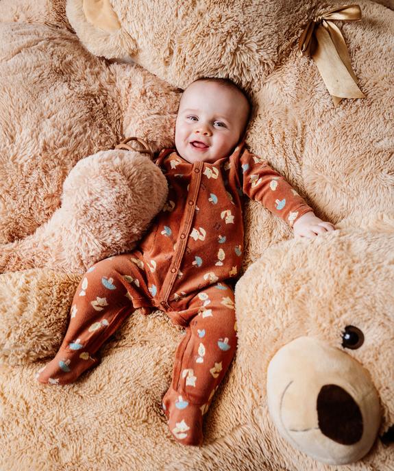 Pyjama en velours ouverture devant à motifs forêt bébé garçon vue1 - GEMO 4G BEBE - GEMO