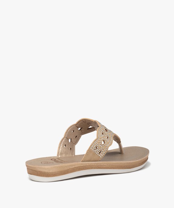 Sandales femme à entre-doigts ajouré couvert de strass vue4 - GEMO (CASUAL) - GEMO