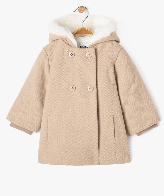 Manteau à capuche avec doublure peluche bébé fille vue1 - GEMO 4G BEBE - GEMO