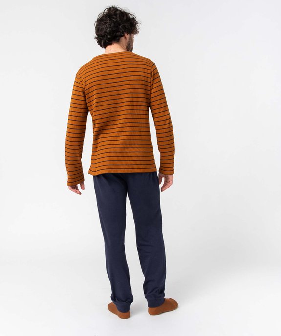 Pyjama homme avec haut tunisien rayé en nid d'abeille vue3 - GEMO(HOMWR HOM) - GEMO