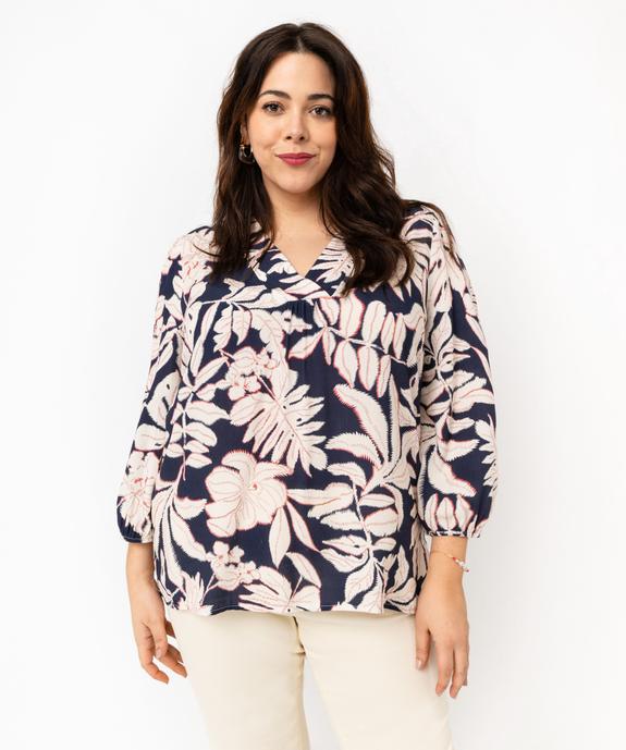 Blouse manches longues en viscose fleurie femme grande taille vue2 - GEMO (G TAILLE) - GEMO