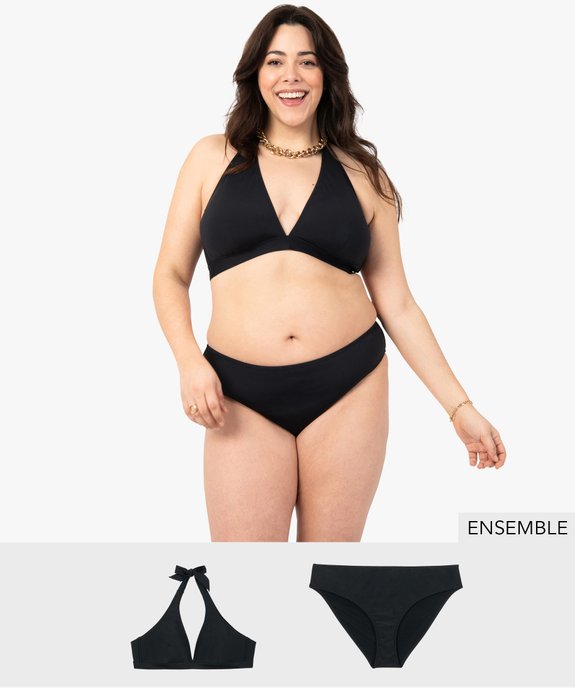 Ensemble maillot de bain noir 2 pièces femme grande taille - GEMO