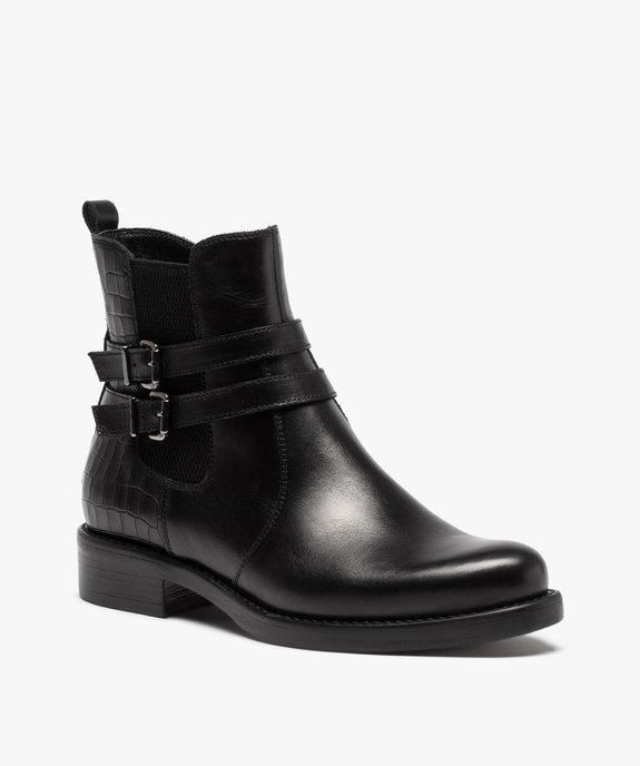 Boots femme unies dessus cuir imitation croco - Tanéo vue3 - TANEO - GEMO