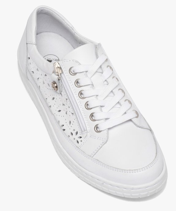 Baskets femme dessus cuir uni avec perforations vue5 - GEMO (SPORTSWR) - GEMO