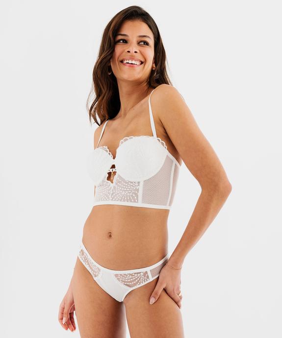Tanga en dentelle avec dos ajouré femme vue3 - GEMO(HOMWR FEM) - GEMO