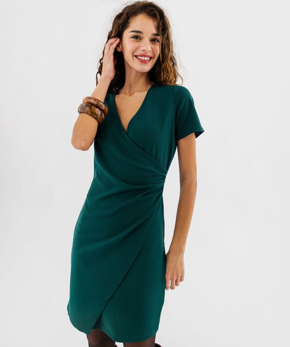 Robe à manches courtes effet drapé femme vue1 - PREMIER PRIX BY GEMO - GEMO
