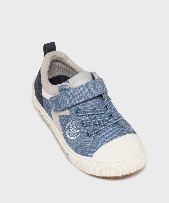 Baskets à scratch aspect toile denim garçon - Gepy vue5 - GEPY - GEMO