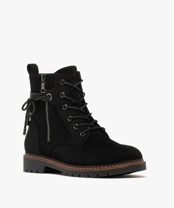 Boots à lacets et zips avec cordon fantaisie sur la tige femme  vue2 - GEMO (CASUAL) - GEMO