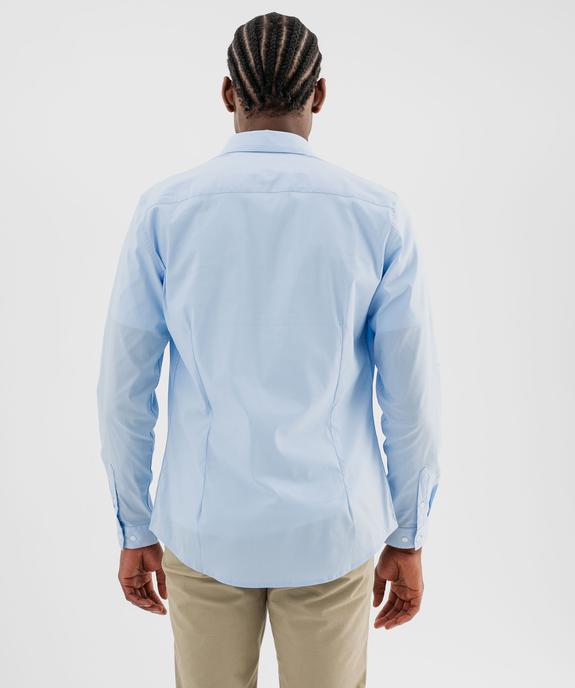 Chemise unie coupe slim en coton stretch homme vue9 - GEMO 4G HOMME - GEMO