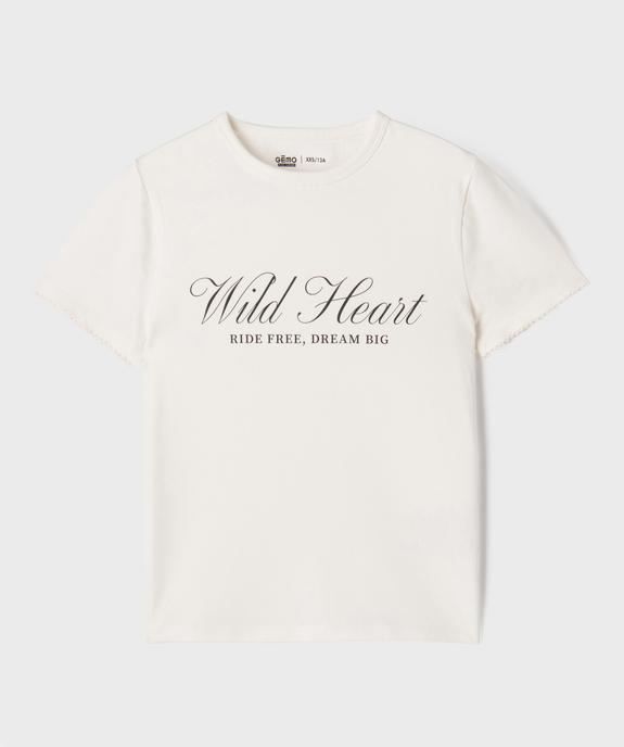 Tee-shirt manches courtes imprimé fille vue1 - GEMO 4G FILLE - GEMO