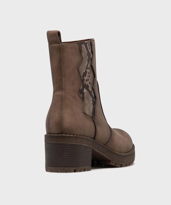 Boots à semelle crantée avec empiècement sur la tige femme - Emilia Rosa - EMILIA ROSA Boots à semelle crantée avec empiècement sur la tige femme - Emilia Rosa vue4 - EMILIA ROSA - GEMO