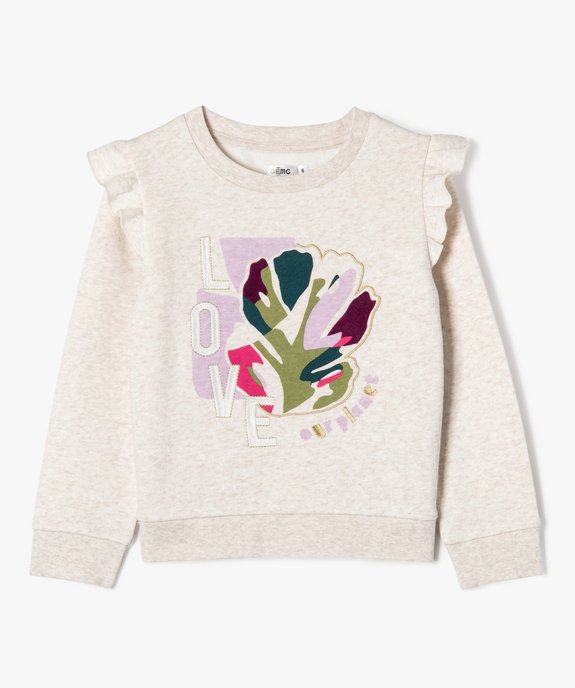 Sweat à volants aux épaules et motif brodé fille vue1 - GEMO 4G FILLE - GEMO
