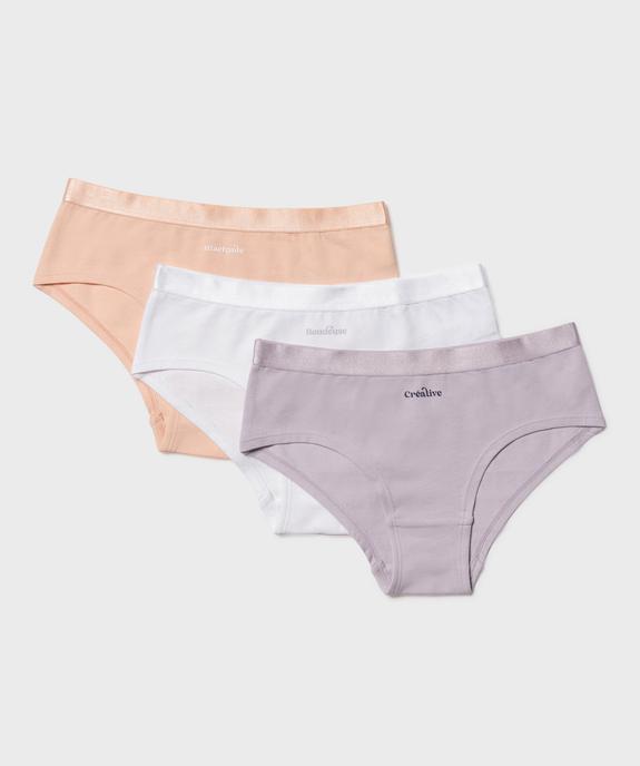 Shorties en coton stretch avec inscription fille (lot de 3) vue1 - GEMO 4G FILLE - GEMO