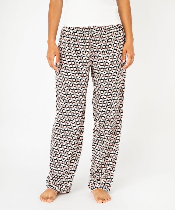 Bas de pyjama large en viscose imprimée femme vue1 - GEMO 4G FEMME - GEMO