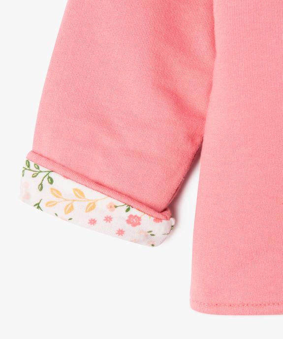 Sweat zippé à capuche réversible bébé fille vue4 - GEMO 4G BEBE - GEMO