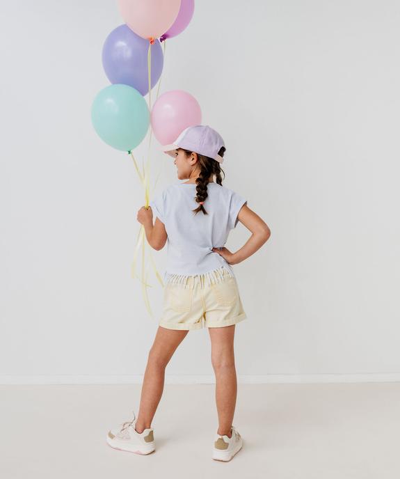 Short en toile taille haute avec ceinture élastique fille vue6 - GEMO 4G FILLE - GEMO