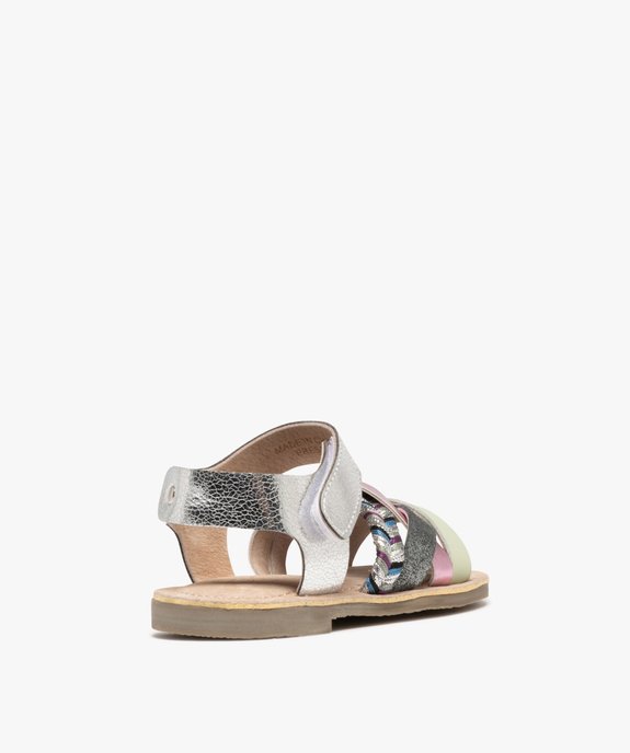 Sandales en cuir à brides fantaisie et scratch fille - Alma Planète vue4 - ALMA - GEMO