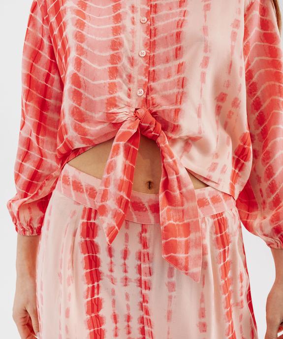 Blouse manches 3/4 fluide tie-and-dye à nouer femme vue2 - GEMO(FEMME PAP) - GEMO