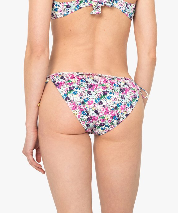 Bas de maillot de bain femme fleuri noué sur les côtés vue2 - GEMO (PLAGE) - GEMO