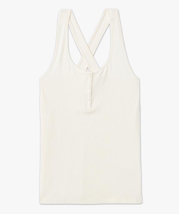Haut de pyjama femme en maille souple côtelée à bretelles croisées vue4 - GEMO(HOMWR FEM) - GEMO