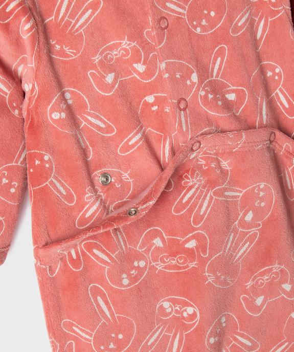 Pyjama en velours à motifs lapins bébé fille vue2 - GEMO 4G BEBE - GEMO
