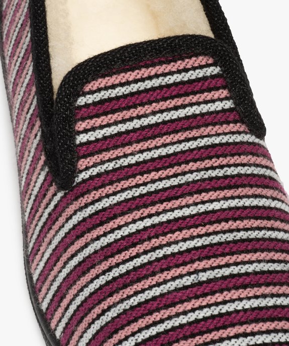 Chaussons femme charentaises motif rayé vue6 - GEMO 4G FEMME - GEMO