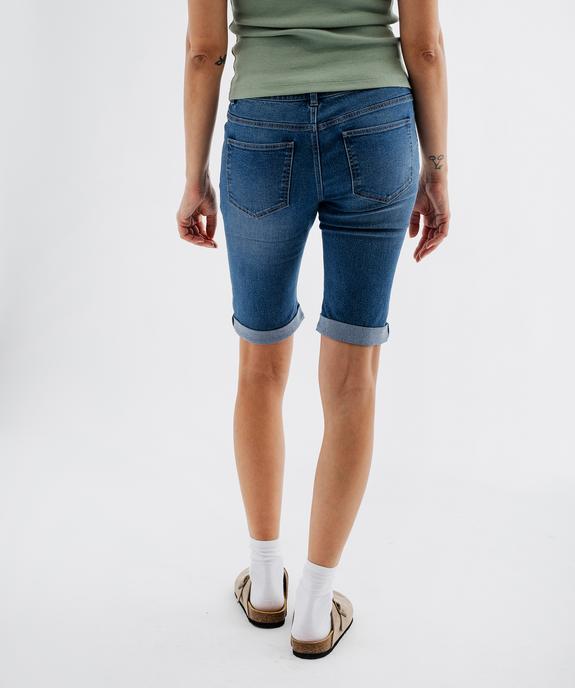 Bermuda en jean extensible à revers femme vue3 - GEMO(FEMME PAP) - GEMO