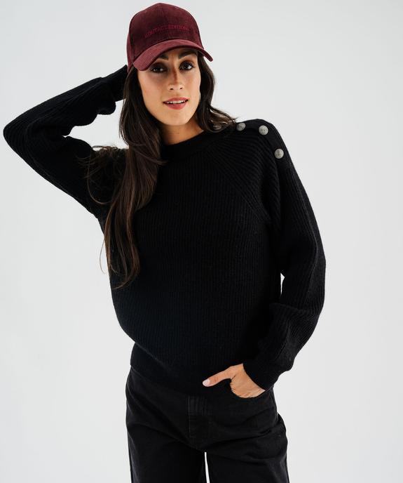Pull en grosse maille à boutons décoratifs femme vue1 - GEMO(FEMME PAP) - GEMO