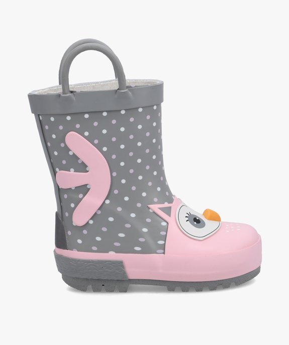 Bottes de pluie bébé fille à anses motif chouette en relief  vue1 - GEMO(BEBE DEBT) - GEMO