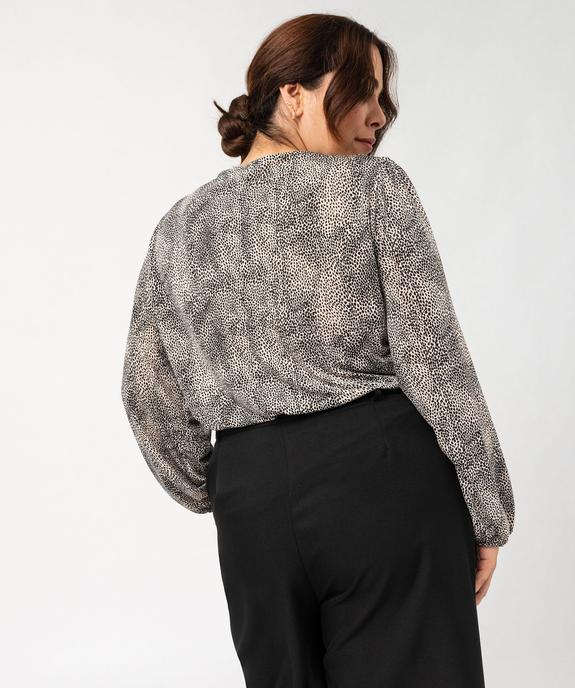Blouse manches longues imprimée à col V femme grande  taille vue3 - GEMO (G TAILLE) - GEMO