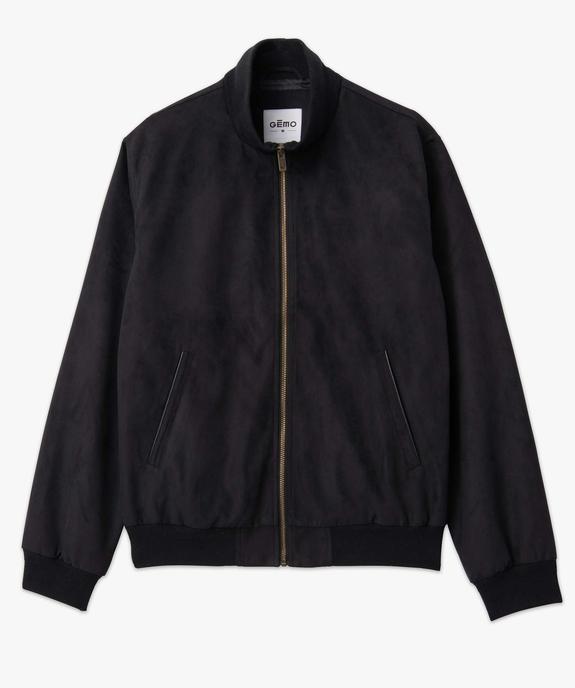 Blouson homme en suédine unie fermeture zippée vue4 - GEMO (HOMME) - GEMO