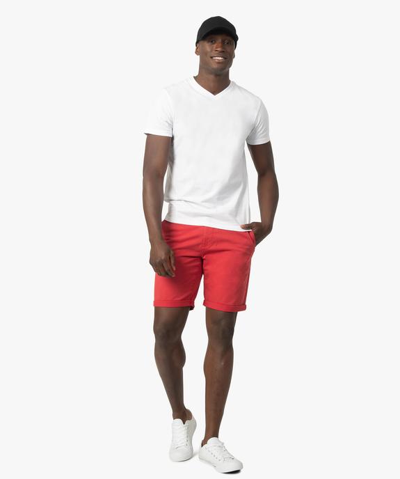 Bermuda homme forme chino en coton stretch coloris unique vue5 - GEMO (HOMME) - GEMO