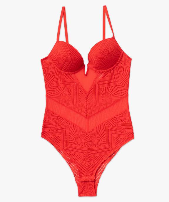 Body avec bonnets push-up en dentelle graphique femme vue5 - GEMO(HOMWR FEM) - GEMO