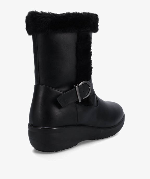 Boots fourrées femme confort unies à talon compensé vue4 - GEMO (CONFORT) - GEMO