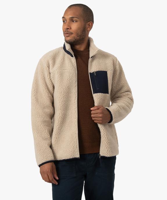 Veste polaire homme zippé en sherpa vue2 - GEMO (HOMME) - GEMO