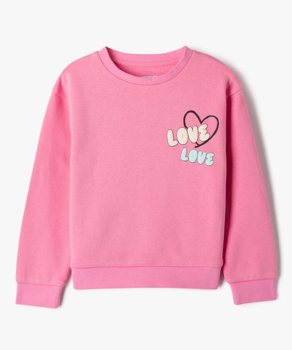 Sweat à col rond à motifs coeurs fille vue1 - GEMO 4G FILLE - GEMO