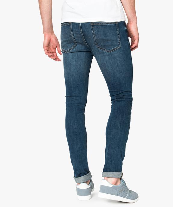 Jean homme skinny délavé avec plis sur les hanches vue3 - GEMO (HOMME) - GEMO