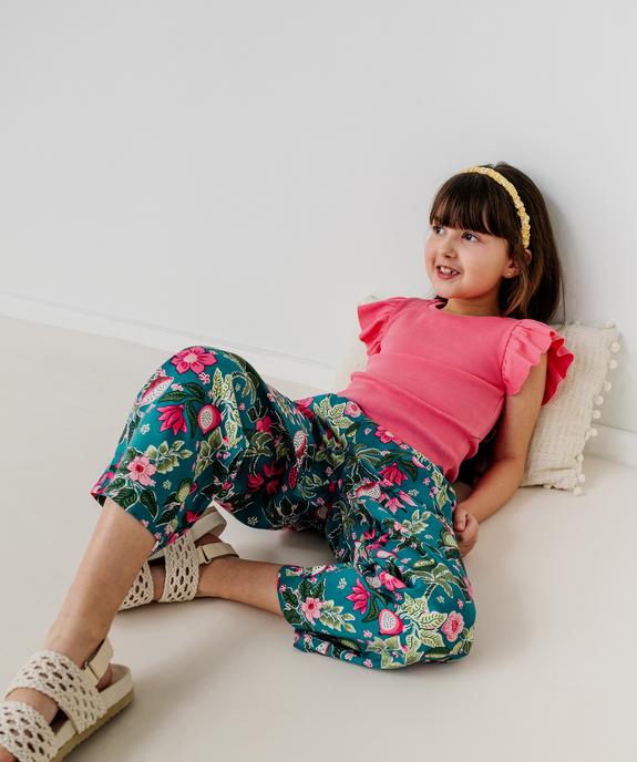 Pantalon fluide à motifs fleuris avec taille ajustable fille vue1 - GEMO 4G FILLE - GEMO